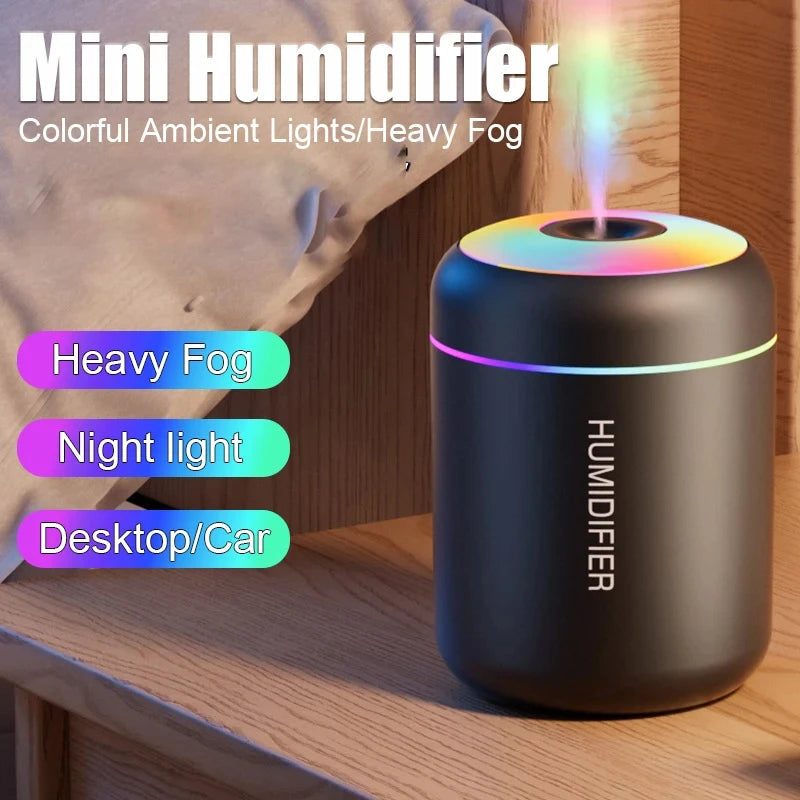 HOMEFISHMini Air Humidifier Usb Aroma Diffuser Essential Oil Purifier Cool Mist Sprayer  Home BedroomLED Desktop humidificador
