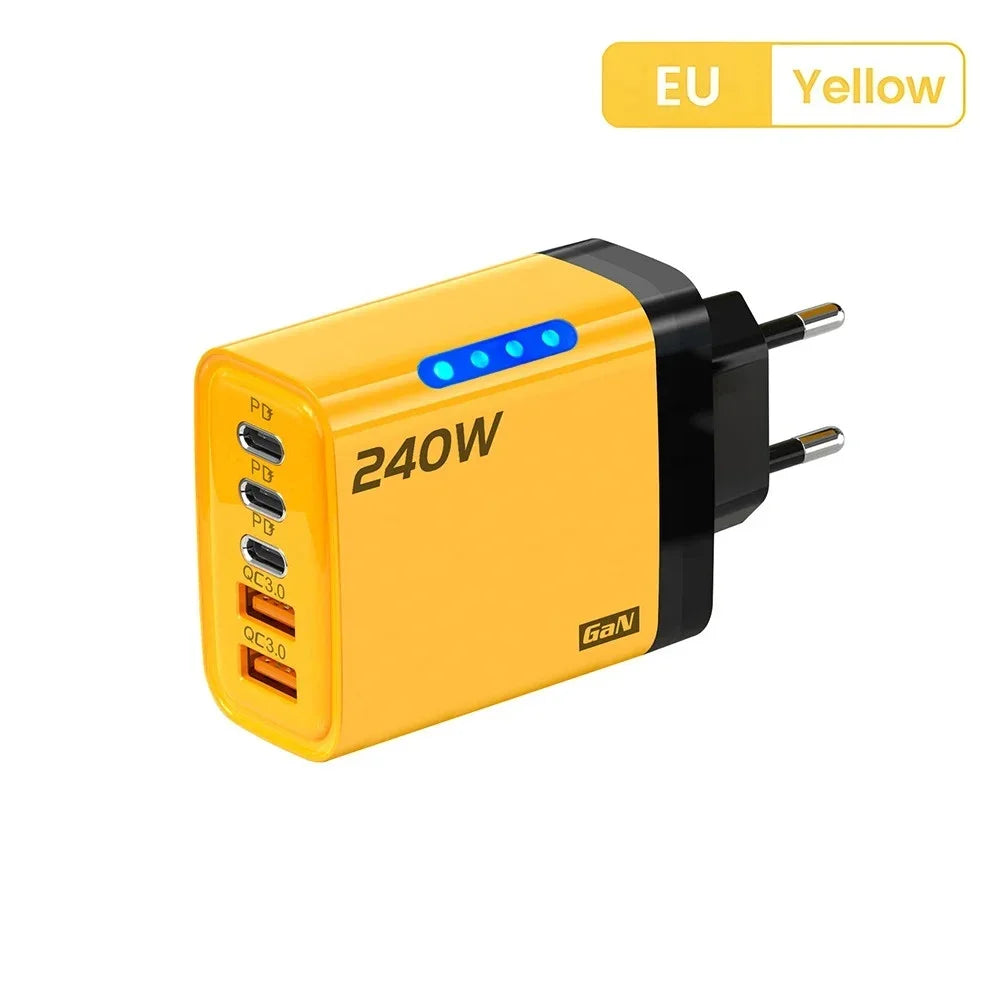 240W 5 Ports USB PD Charger Type C Quick Charge Phone Chargers USB Fast Charging Adapter For Various Types Of Mobile Phones New