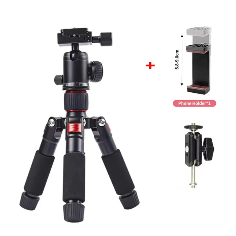 Portable tripod, lightweight travel stand, desktop video mini tripod with 360 degree ball head, suitable for outdoor travel shoo