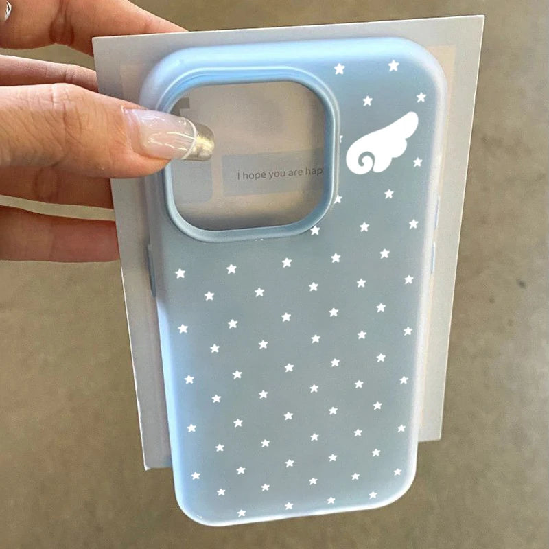 Korean Cute Aesthetics Star Angel Wings 2IN1 Phone Case For Xiaomi Redmi Note 15 14 13 12 11 Pro Plus 5G Redmi 14C 13C 4G Cover