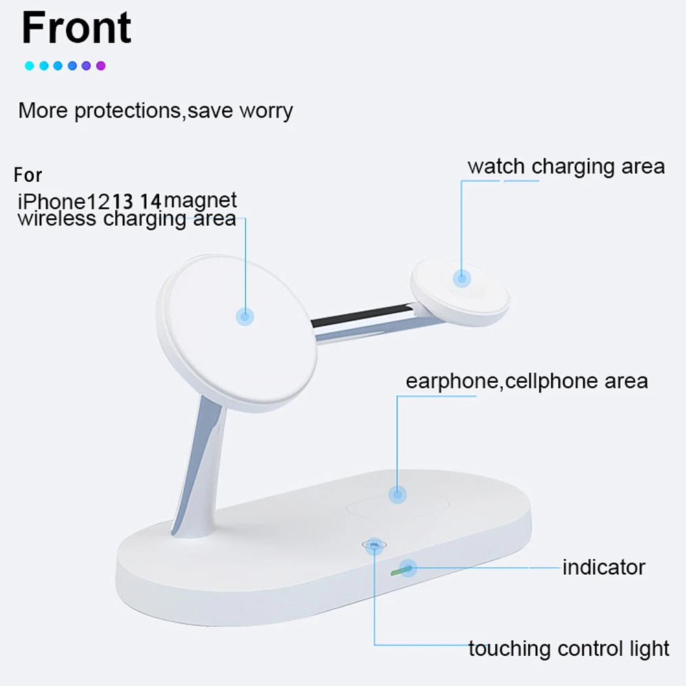 3 in 1 Magnetic Wireless Charger Stand For iPhone 12 13 14 15 16 Fast Charging Station for Apple Watch 10 9 8 7 6 5 Airpods Pro