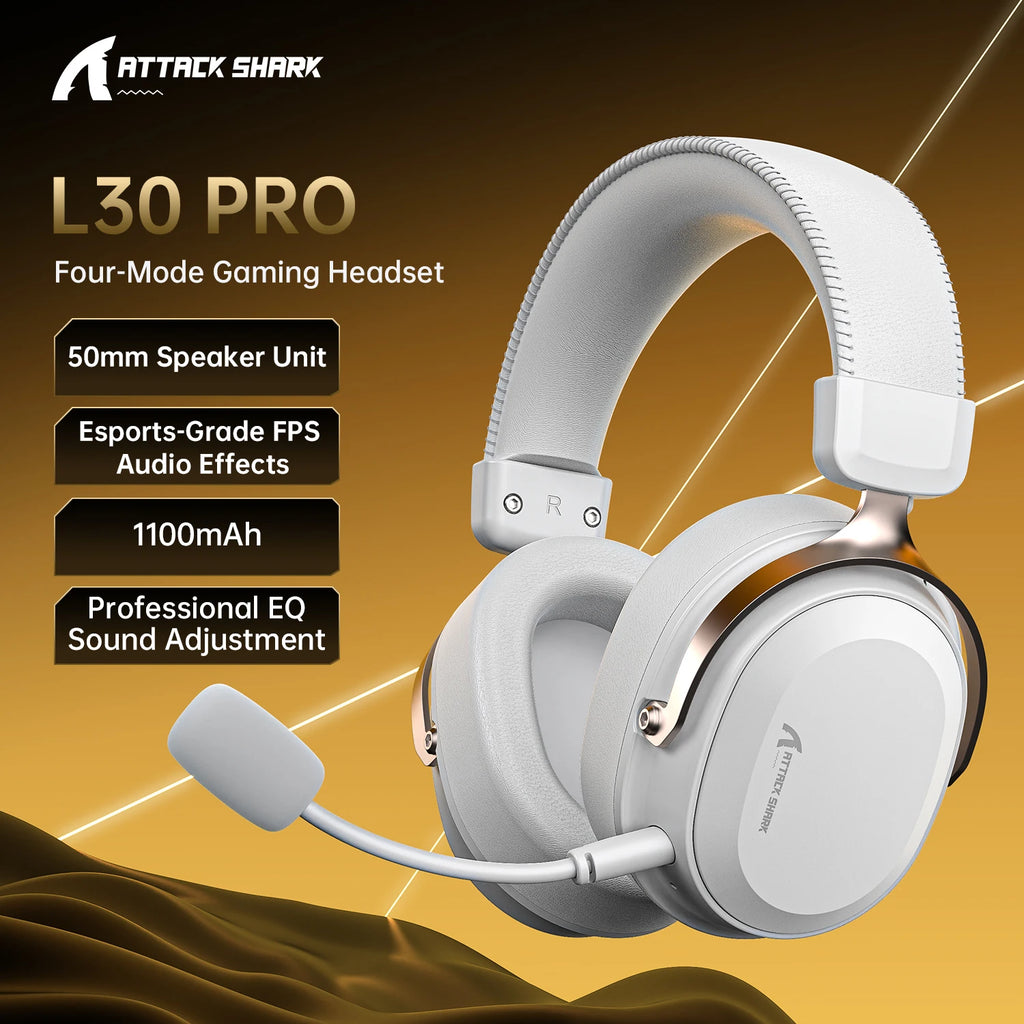 ATTACK SHARK L30PRO Noise Canceling Bluetooth Gaming Headphones 7.1 Channel Surround Sound Portable Audio Headphones