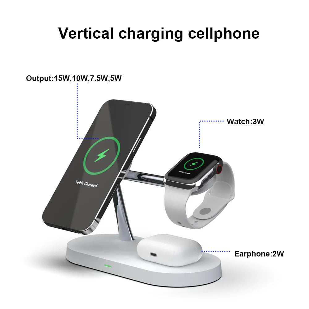 3 in 1 Magnetic Wireless Charger Stand For iPhone 12 13 14 15 16 Fast Charging Station for Apple Watch 10 9 8 7 6 5 Airpods Pro