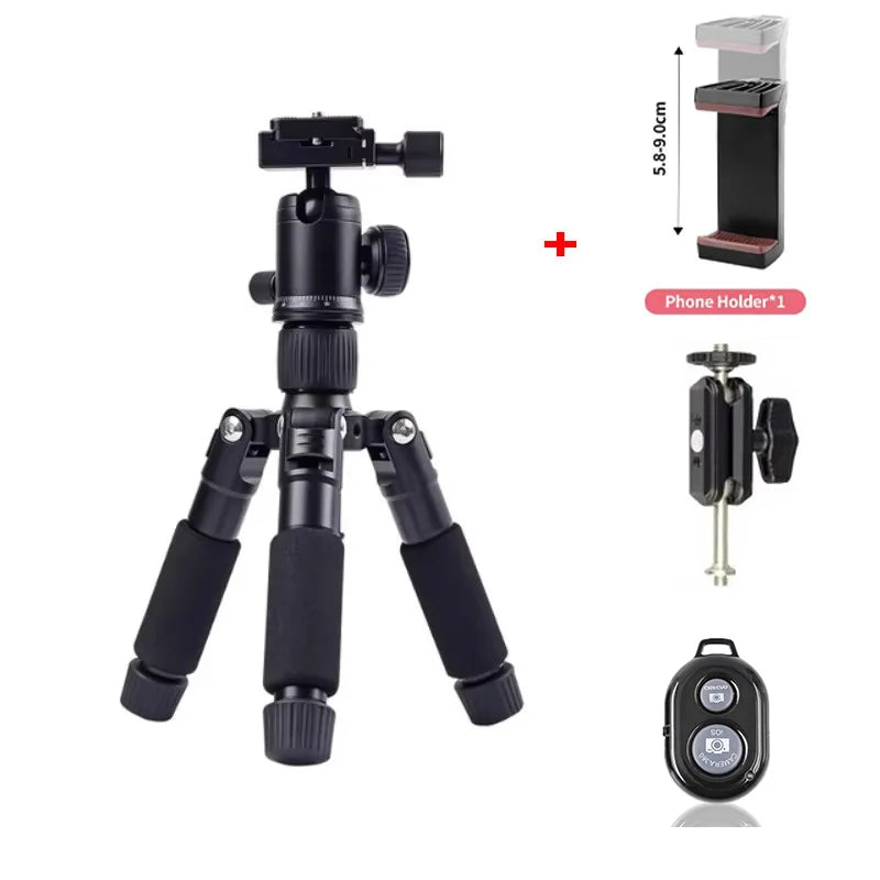 Portable tripod, lightweight travel stand, desktop video mini tripod with 360 degree ball head, suitable for outdoor travel shoo