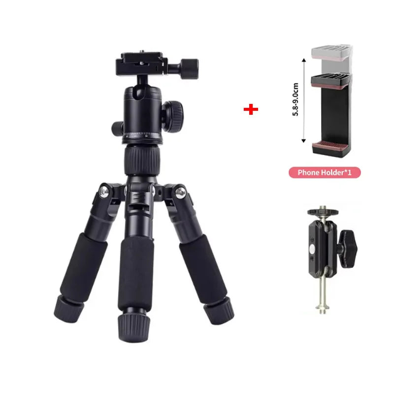 Portable tripod, lightweight travel stand, desktop video mini tripod with 360 degree ball head, suitable for outdoor travel shoo