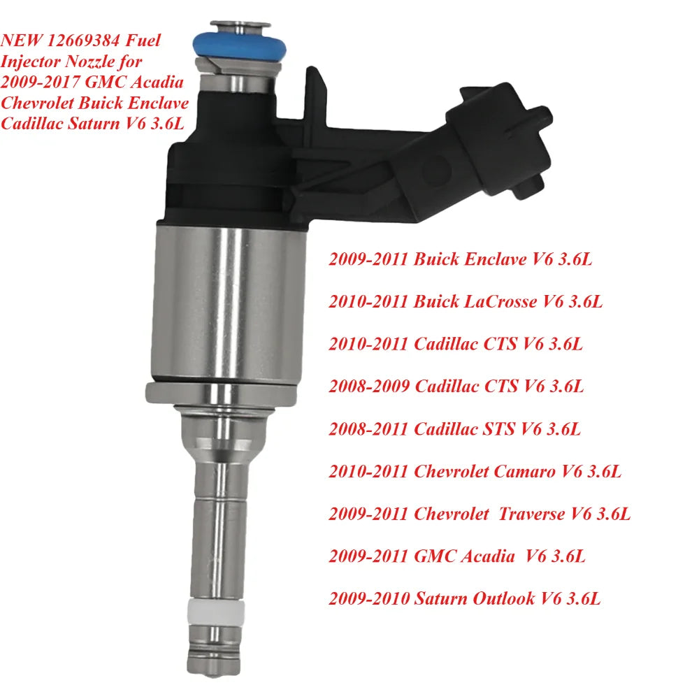 NEW 12669384 Fuel Injector Nozzle for 2009-2017 GMC Acadia /Chevrolet / Buick Enclave /Cadillac CTS STS /Saturn Outlook V6 3.6L