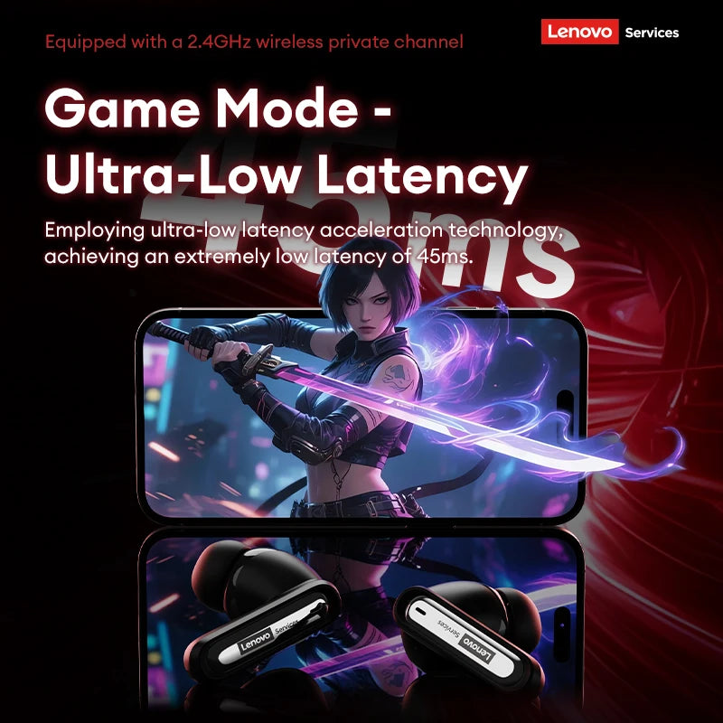 Choice Lenovo Gaming Headset Wireless Bluetooth 6.0 Earphones RGB Low Latency Waterproof Headphones Sports Headset GT103