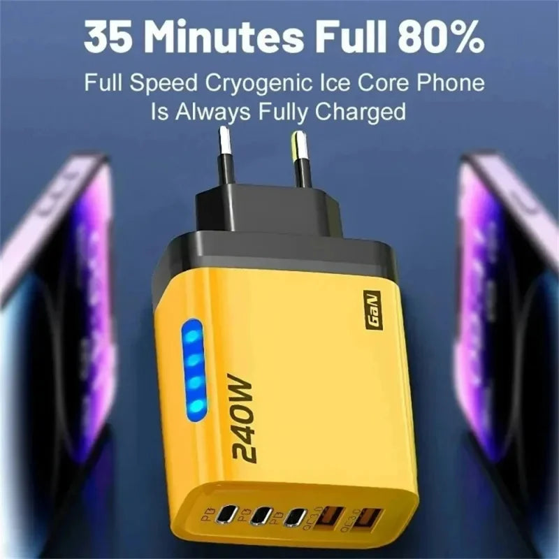 240W 5 Ports USB PD Charger Type C Quick Charge Phone Chargers USB Fast Charging Adapter For Various Types Of Mobile Phones New