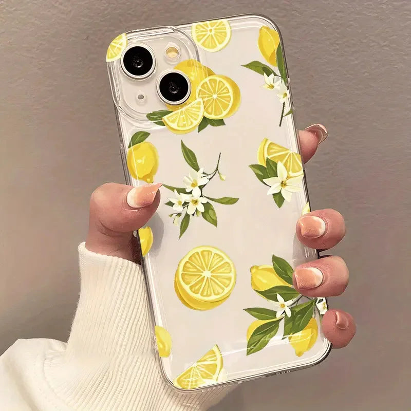 Summer Fruit Lemon Flower Clear Phone Case for Samsung Galaxy S25 S24 S23 S22 S21 FE Plus Ultra A56 A55 A35 A16 A54 A53 Cover