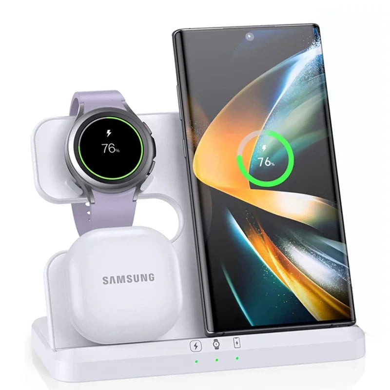 3 in 1 Fast Wireless Charger Stand For Samsung S26 S25  Fold 6/5/4/3 Galaxy Watch 6 4 Pro Active 3/2 Buds Charging Dock Station