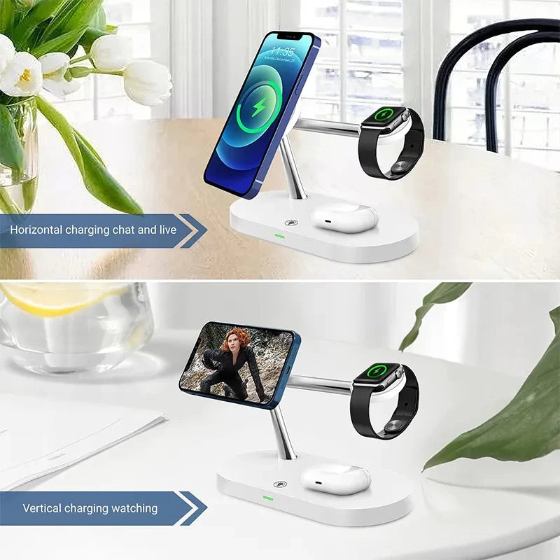 3 in 1 Magnetic Wireless Charger Stand For iPhone 12 13 14 15 16 Fast Charging Station for Apple Watch 10 9 8 7 6 5 Airpods Pro