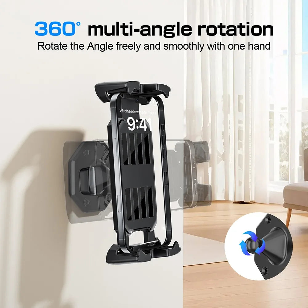 Wall Mount Phone Holder Tablet Stand Adjustable Clamp 360 Rotation Universal Bracket for iPhone iPad Kitchen Bathroom Bed