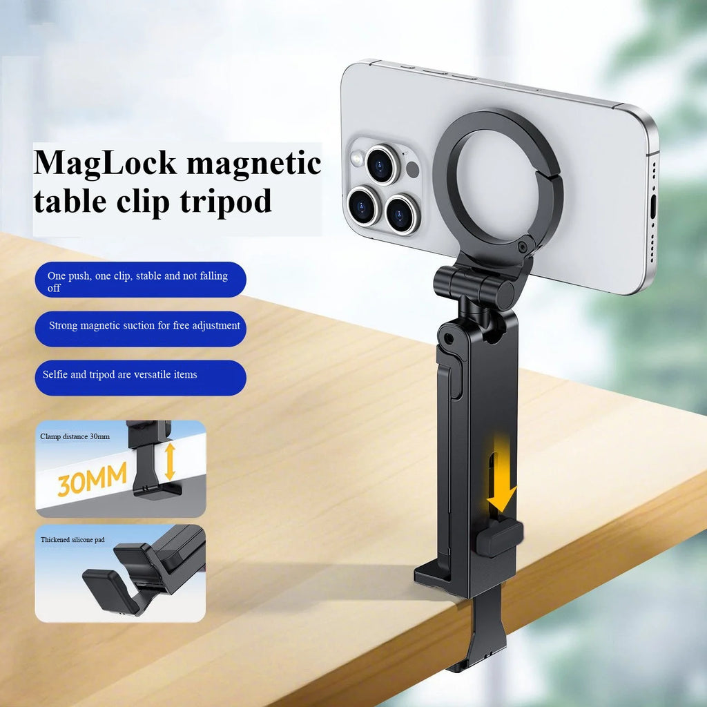 New magnetic phone holder, desktop clip holder, tripod, rotating outdoor travel mountaineering portable desktop holder