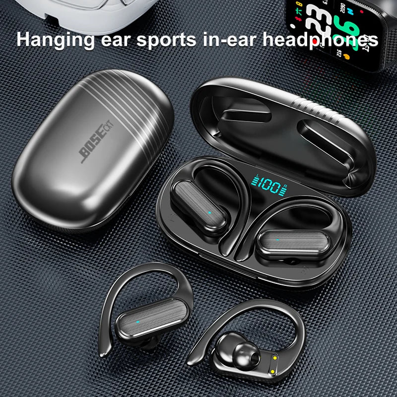 BOSECXT A520 Wireless Business Headphone Ear-Hook HIFI Bass Noise Cancelling Earphone With Mic Earbuds Sport Game Headset New