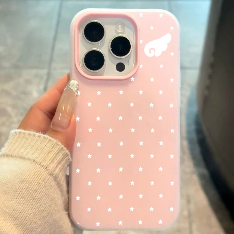 Korean Cute Aesthetics Star Angel Wings 2IN1 Phone Case For Xiaomi Redmi Note 15 14 13 12 11 Pro Plus 5G Redmi 14C 13C 4G Cover