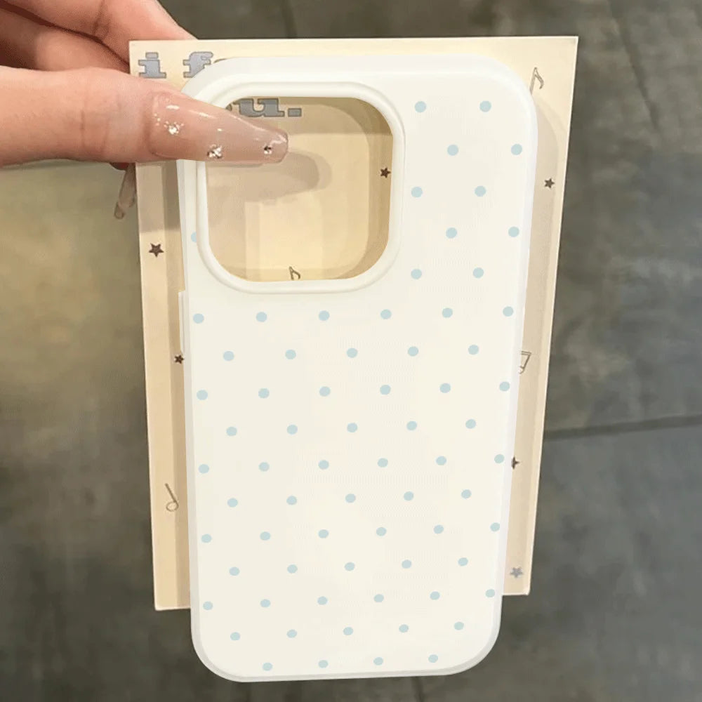Adorable Light Blue Polka Dot Phone Case For Xiaomi Redmi Note 14 Pro 15C 14C 13C 13 Pro 12 Pro 11 10 Redmi 13 5G 4G Soft Cover