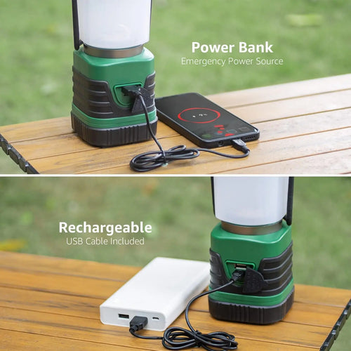 1000LM Rechargeable LED Camping Lantern with Power Bank, 4 Modes, IP44 Waterproof for Emergency & Outdoor