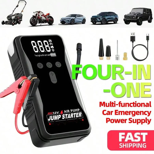 12V 8000A Smart Car Jump Starter With Air Pump Power Bank Flashlight For Gasoline Vehicles