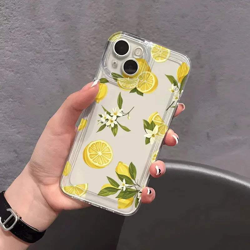Summer Fruit Lemon Flower Clear Phone Case for Samsung Galaxy S25 S24 S23 S22 S21 FE Plus Ultra A56 A55 A35 A16 A54 A53 Cover