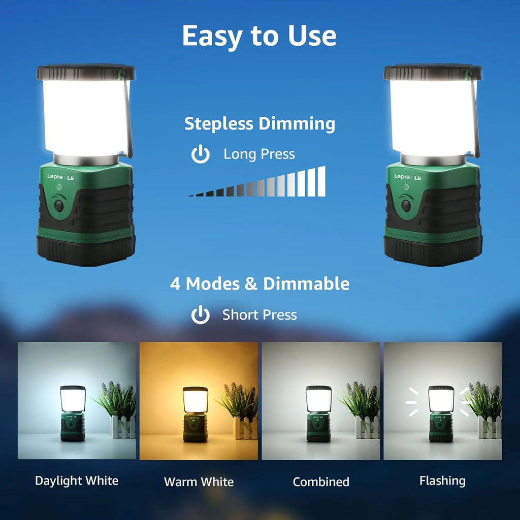 1000LM Rechargeable LED Camping Lantern with Power Bank, 4 Modes, IP44 Waterproof for Emergency & Outdoor